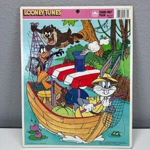 1990 Looney Tunes Puzzle Bugs Bunny Daffy Taz Frame Tray VTG 90s Made in USA
